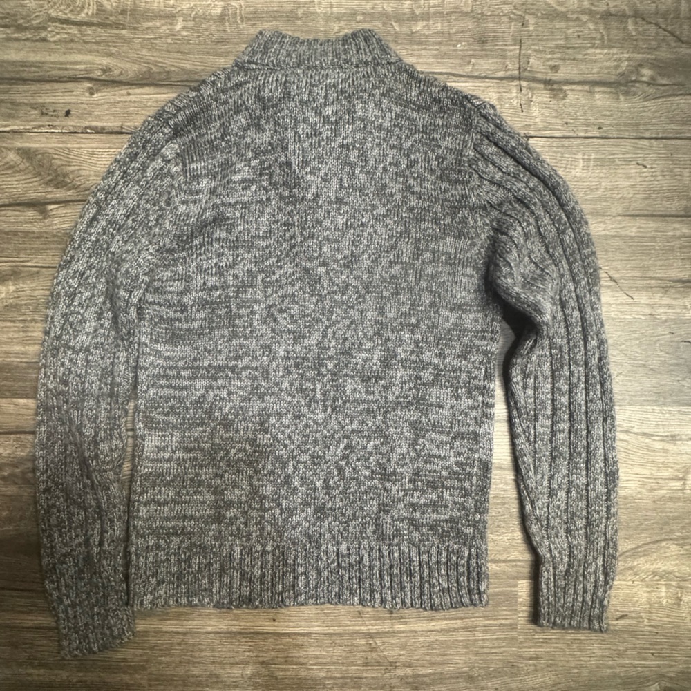 Michael Brandon Gray Ribbed Zip-Up Sweater - Picture 3 of 5